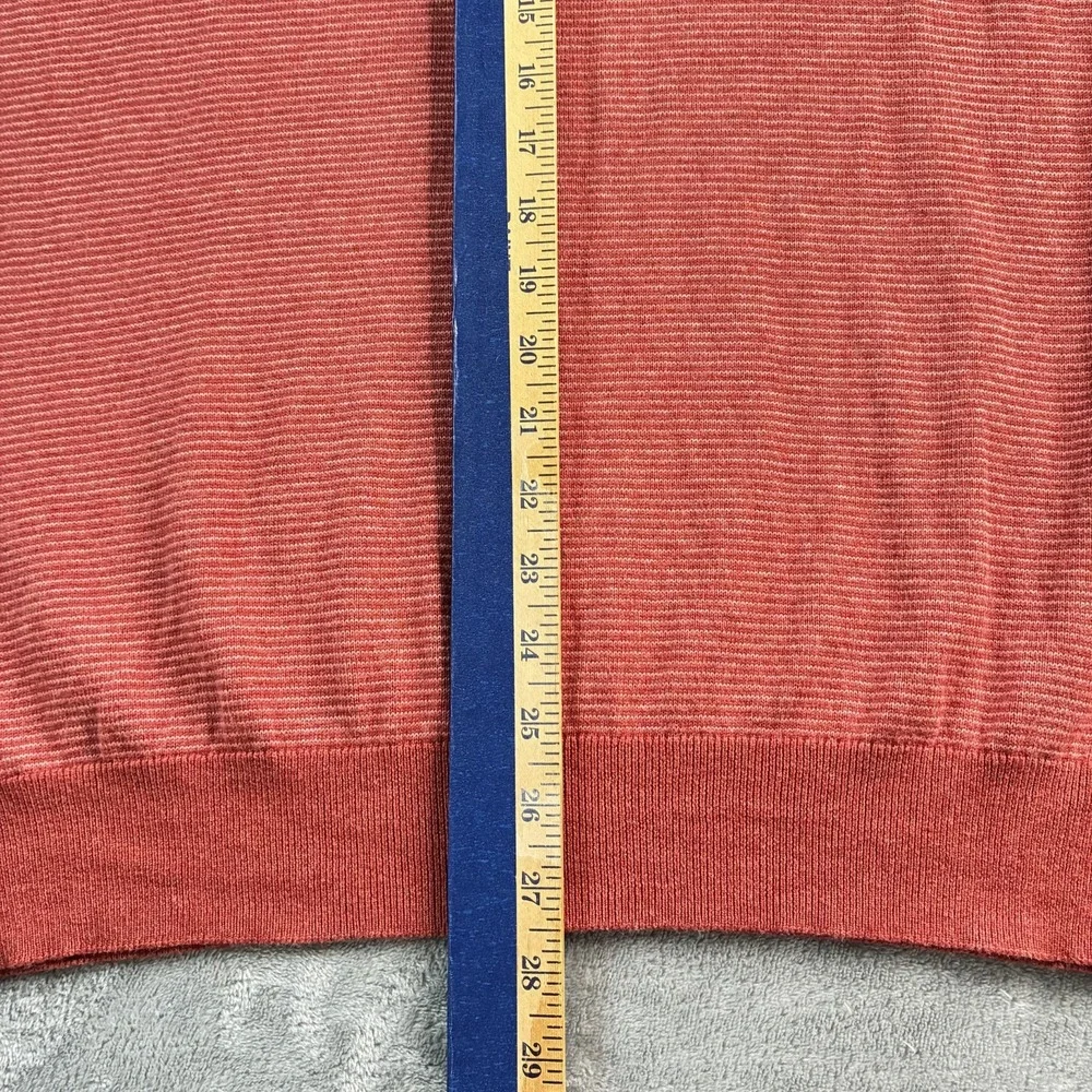 Vineyard Vines Thaxter Stripe‎ Quarter-Zip Sweater Rust Red Size Large Mock Neck